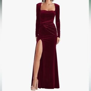 NWT: Burgundy Maroon Gown Size Xs Women's Bridesmaid Black Tie Padded Bra Purple